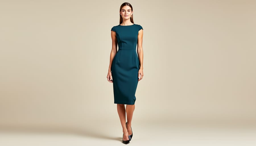 Close view of a bridal sheath wedding dress with refined tailoring and subtle low back